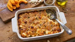 Gratin de potiron et feta façon Crète : fondant, cumin et sésame au four