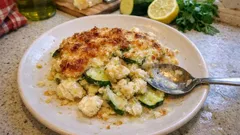 Gratin de courgettes au cabillaud : crémeux au parmesan, bien doré au four