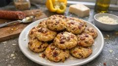 Cookies apéritifs chorizo, poivron jaune et parmesan : moelleux, croustillants, prêts en 12 min