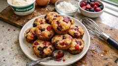 Muffins ultra moelleux au mascarpone et fruits rouges — prêts sans temps de repos