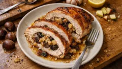 Dinde farcie aux marrons et aux pommes : la marinade citronnée pour une chair moelleuse